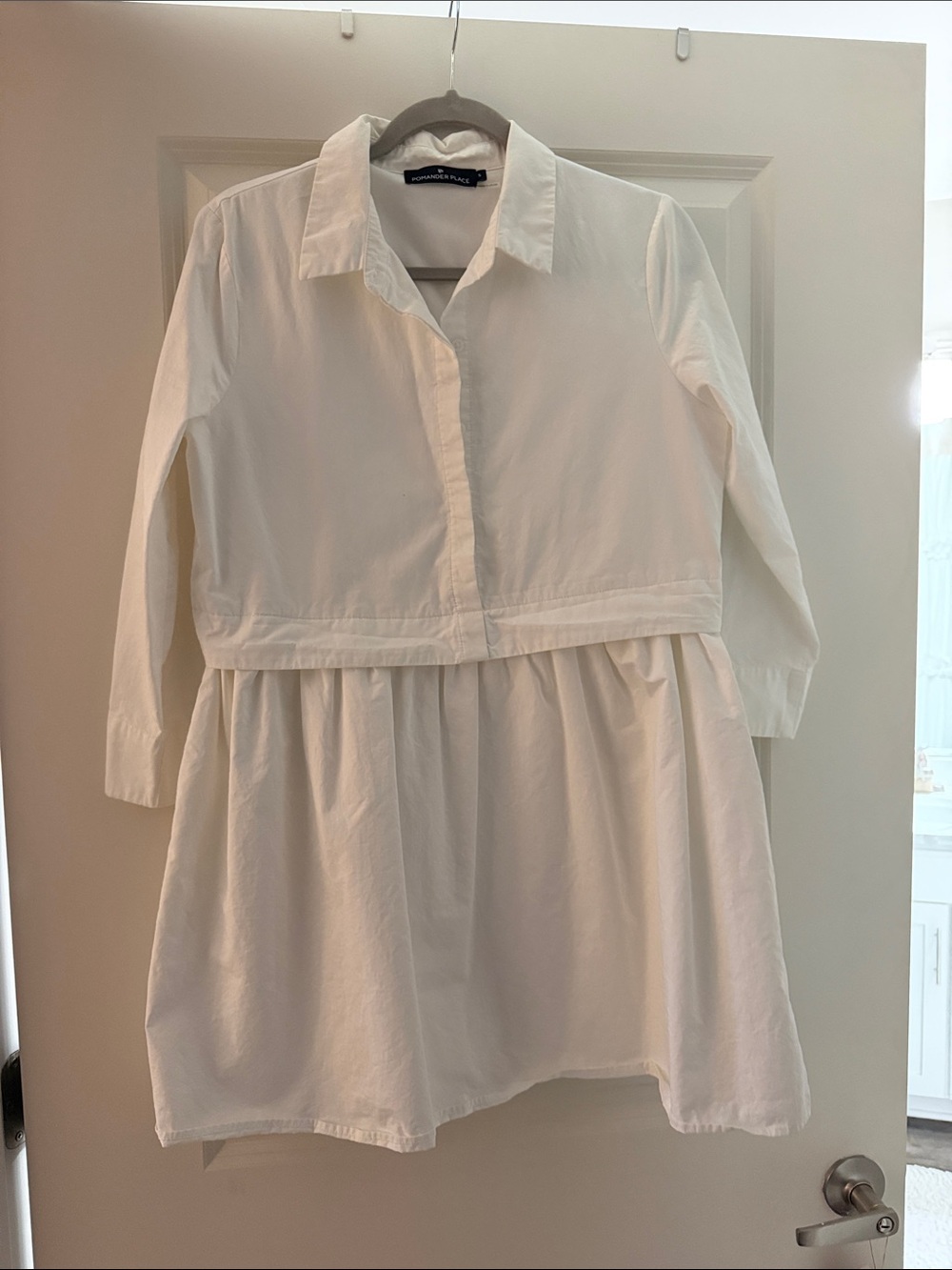 Pomander Place White Ella Classic Everyday Collard Shirt Dress